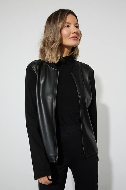 Joseph Ribkoff Faux Leather Jacket Style 223217. Black/Black