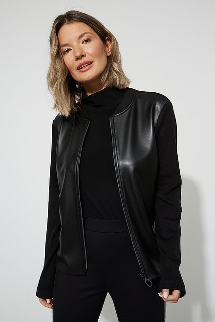 Joseph Ribkoff Faux Leather Jacket Style 223217. Black/black. 3