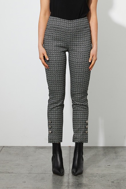Joseph Ribkoff Checkered Pant Style 223219. Black/White/Silver