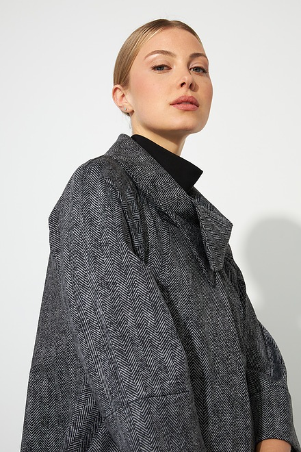 Joseph Ribkoff Knit Coat Style 223244. Grey Melange/black. 4