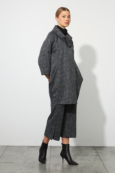 Joseph Ribkoff Knit Coat Style 223244. Grey Melange/black. 5