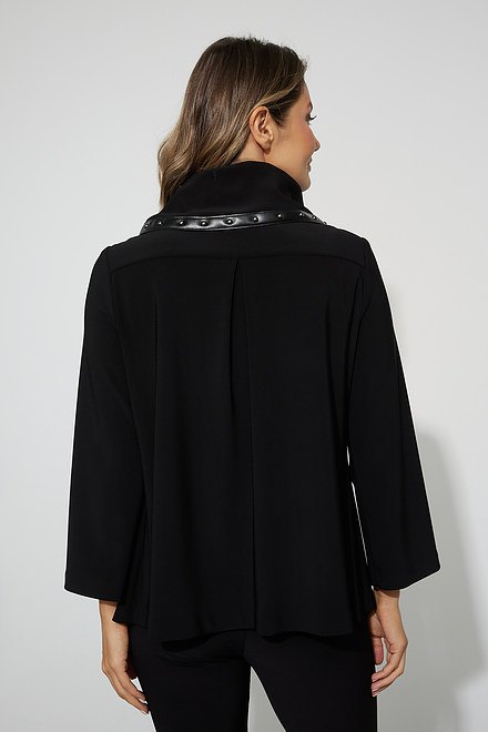 Joseph Ribkoff Faux Leather Trim Jacket Style 223246. Black. 2