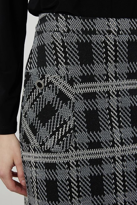 Joseph Ribkoff Plaid Skirt Style 223250. Black/white/grey. 4