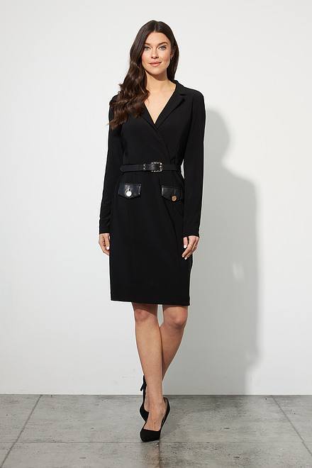 Joseph Ribkoff Wrap Front Dress Style  223266. Black. 2