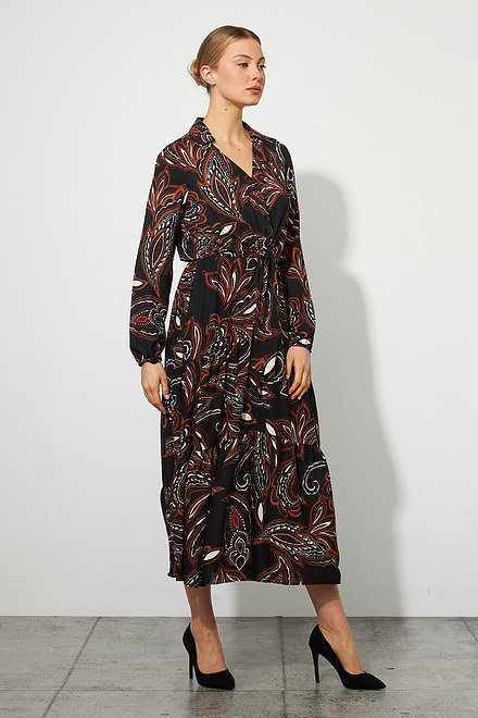 Joseph Ribkoff Paisley Midi Dress Style 223275. Black/multi. 2