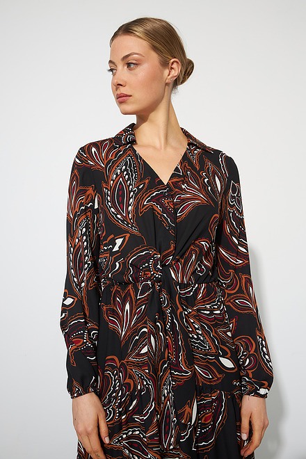 Joseph Ribkoff Paisley Midi Dress Style 223275. Black/multi. 4