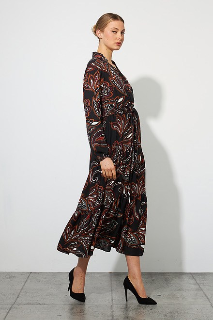 Joseph Ribkoff Paisley Midi Dress Style 223275. Black/multi. 6
