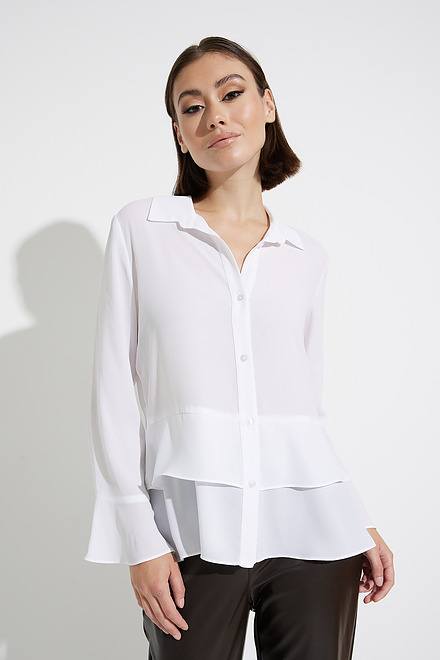 Joseph Ribkoff Tiered Blouse Style 223284. Off White. 3