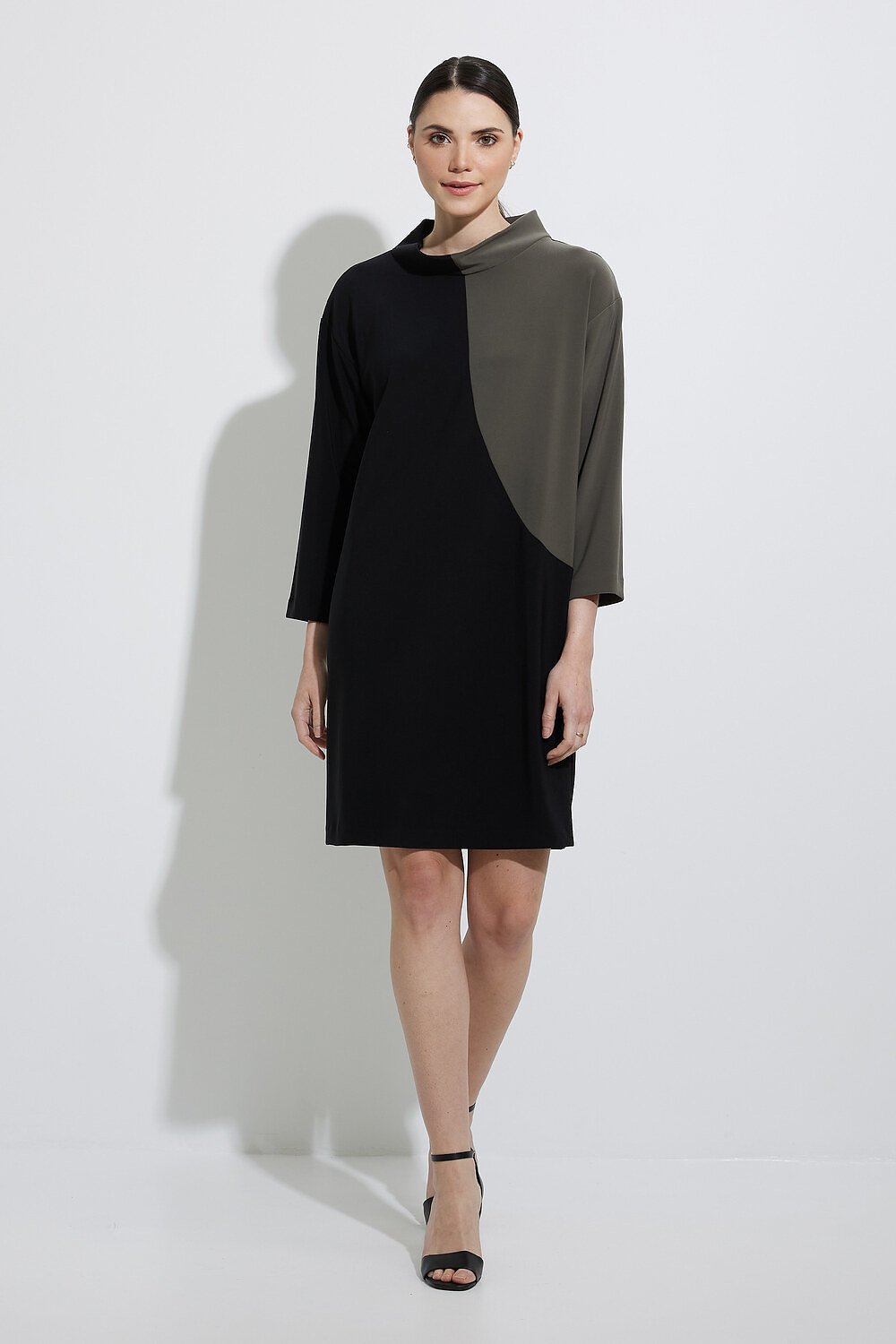 Joseph Ribkoff Colour-Blocked Dress Style 223289. Black/avocado
