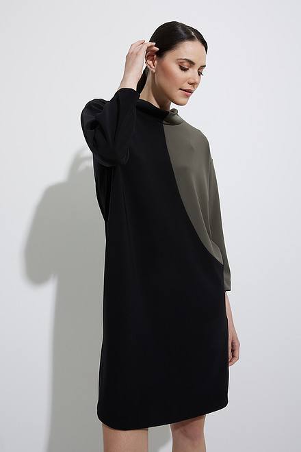 Joseph Ribkoff Colour-Blocked Dress Style 223289. Black/avocado. 3