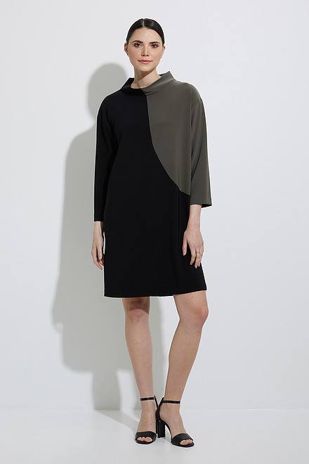Joseph Ribkoff Colour-Blocked Dress Style 223289. Black/avocado. 5
