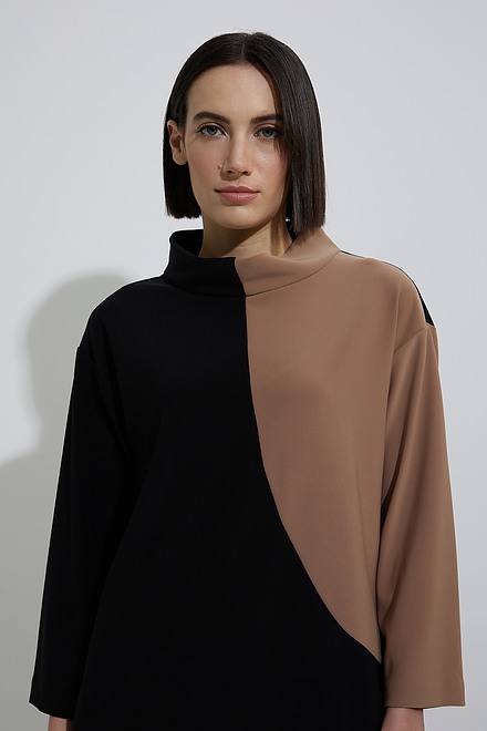 Joseph Ribkoff Colour-Blocked Dress Style 223289. Black/nutmeg. 4