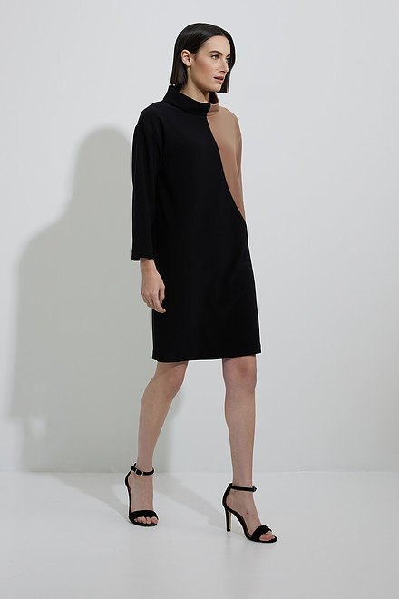 Joseph Ribkoff Colour-Blocked Dress Style 223289. Black/nutmeg. 5