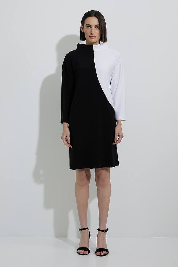 Joseph Ribkoff Colour-Blocked Dress Style 223289. Black/vanilla