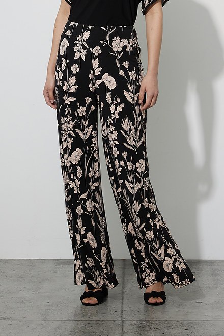 Joseph Ribkoff Floral Wide Leg Pants Style 223296. Black/beige. 2