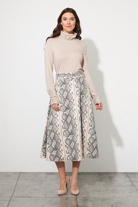 Joseph Ribkoff Faux Suede Skirt Style 223304. Beige/multi. 2