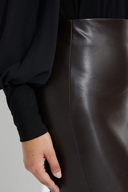Joseph Ribkoff Faux Leather Pencil Skirt Style 223310. Mocha. 5
