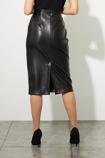 Joseph Ribkoff Faux Leather Pencil Skirt Style 223310. Black. 3