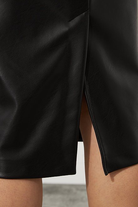 Joseph Ribkoff Faux Leather Pencil Skirt Style 223310. Black. 5