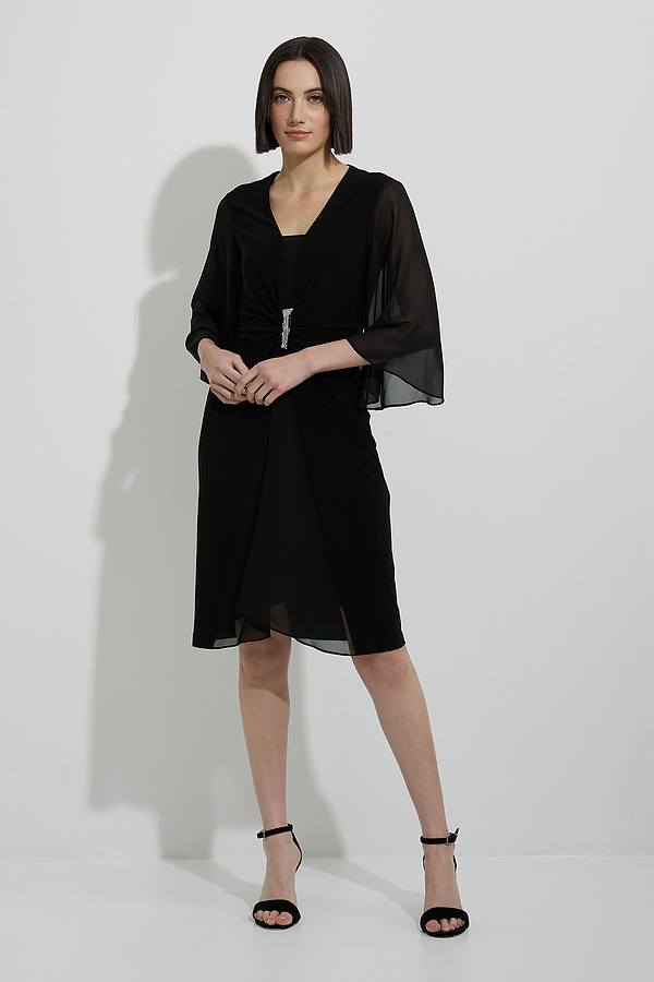 Joseph Ribkoff Chiffon Dress Style 223705. Black