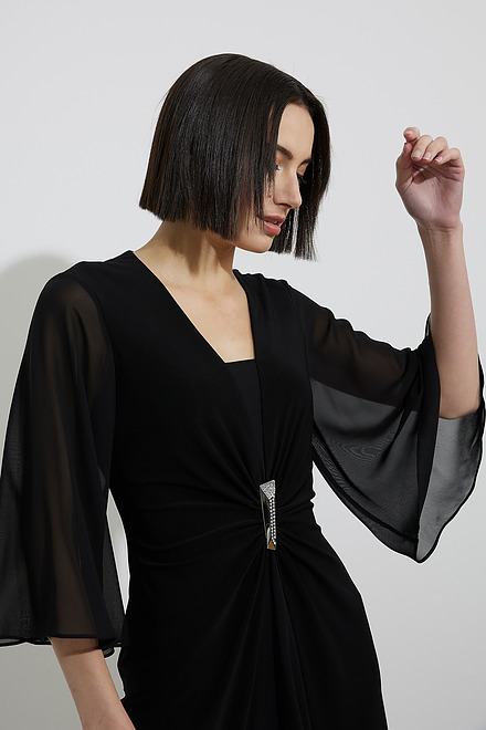 Joseph Ribkoff Chiffon Dress Style 223705. Black. 4