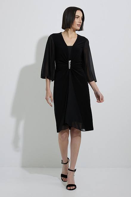 Joseph Ribkoff Chiffon Dress Style 223705. Black. 5
