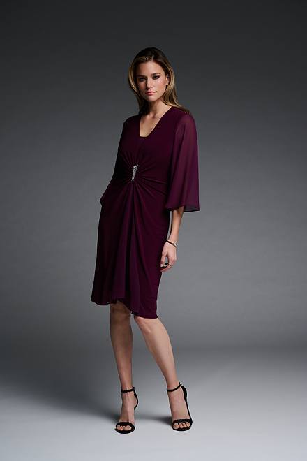 Joseph Ribkoff Chiffon Dress Style 223705. Mulberry. 5