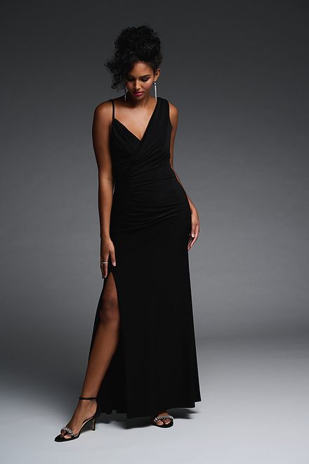 Joseph Ribkoff Ruched Gown Style 223714. Black