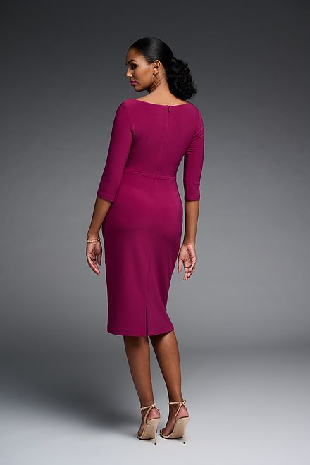 Joseph Ribkoff Pleated Dress Style 223715. Vineyard. 4