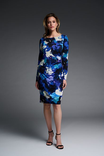 Joseph Ribkoff Floral Print Dress Style 223731. Black/multi. 4