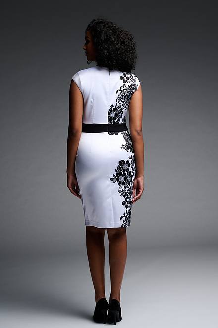 Joseph Ribkoff Floral Detail Dress Style 223733. Vanilla/black. 2