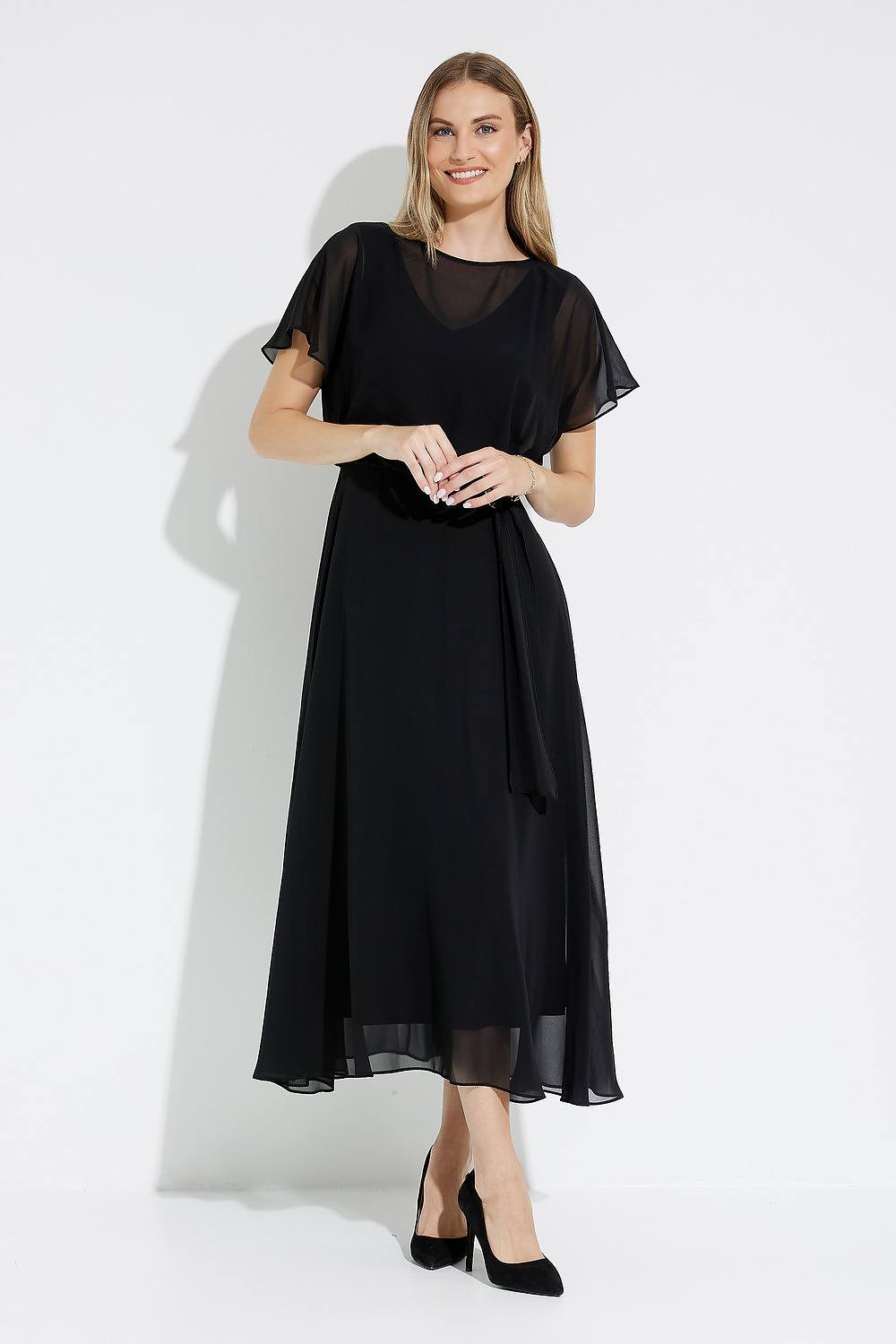 Joseph Ribkoff Floor-Length Dress Style 223734. Black