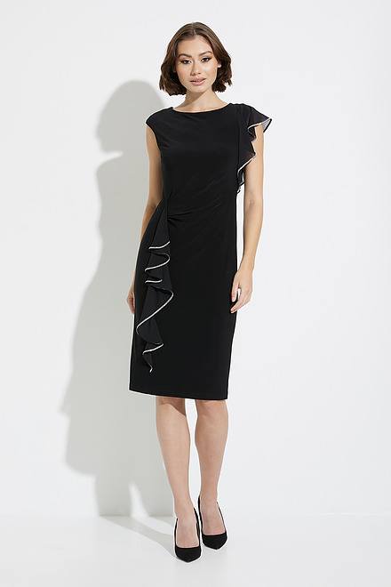 Joseph Ribkoff Ruffle Detail Dress Style 223735. Black
