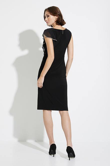 Joseph Ribkoff Ruffle Detail Dress Style 223735. Black. 2