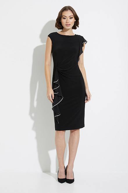 Joseph Ribkoff Ruffle Detail Dress Style 223735. Black. 5