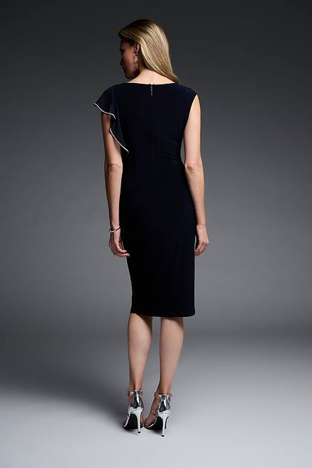 Joseph Ribkoff Ruffle Detail Dress Style 223735. Midnight Blue. 4