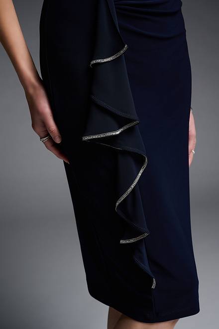 Joseph Ribkoff Ruffle Detail Dress Style 223735. Midnight Blue. 6