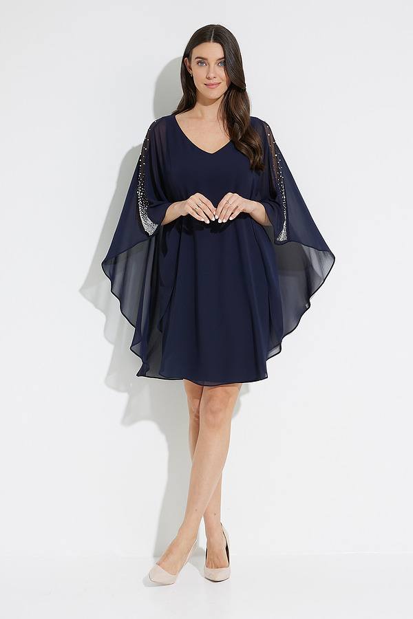 Joseph Ribkoff Chiffon Overlay Dress Style 223742. Midnight Blue