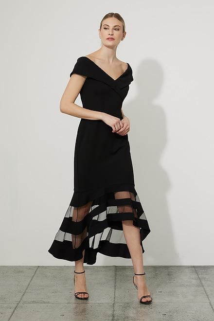 Drop Shoulder Dual Fabric Dress Style 223743. Black