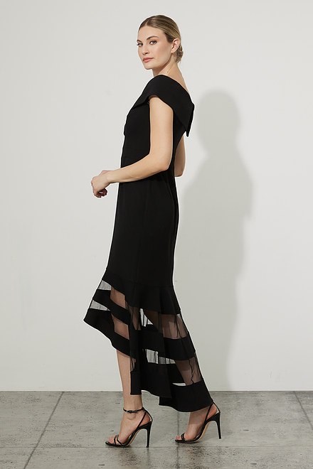 Joseph Ribkoff Sheer Panel Dress Style 223743. Black. 3