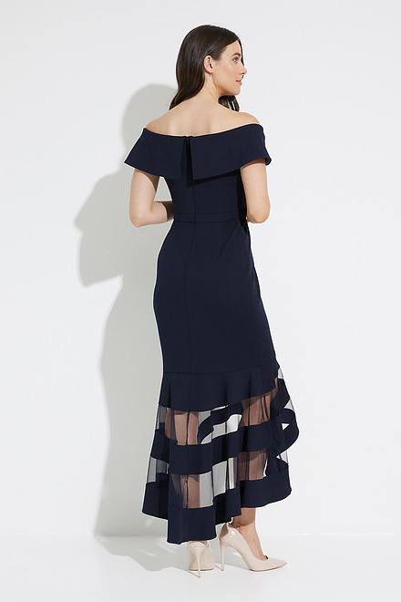 Drop Shoulder Dual Fabric Dress Style 223743. Midnight Blue. 2