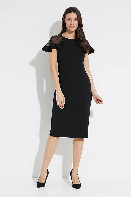 Joseph Ribkoff Sheer Shoulder Dress Style 223744. Black. 5