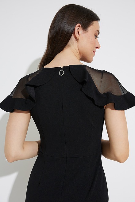 Joseph Ribkoff Sheer Shoulder Dress Style 223744. Black. 4
