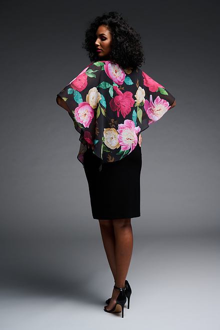Joseph Ribkoff Floral Chiffon Dress Style 223748. Black/multi. 3