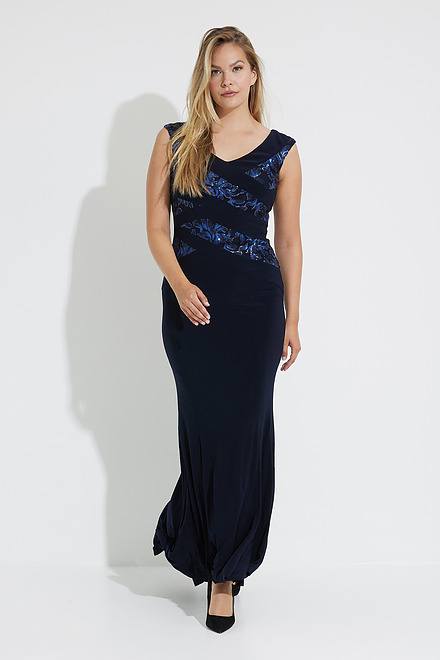 Joseph Ribkoff Sequin Appliqu&eacute; Dress Style 223754. Midnight Blue. 5