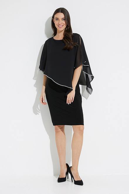 Joseph Ribkoff Chiffon Overlay Dress Style 223762. Black