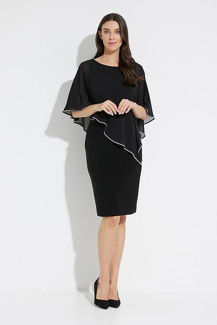 Joseph Ribkoff Chiffon Overlay Dress Style 223762. Black. 5