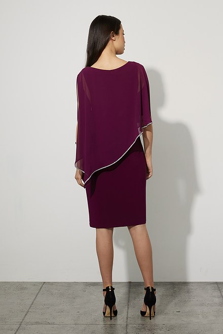 Joseph Ribkoff Chiffon Overlay Dress Style 223762. Mulberry. 2