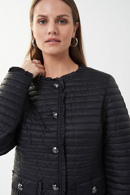 Joseph Ribkoff Quilted Puffer Coat Style 223908. Black. 3