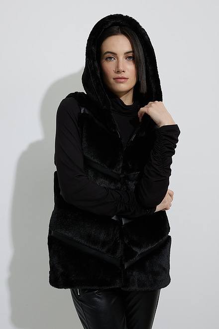 Joseph Ribkoff Faux Fur Vest Style 223910. Black. 3